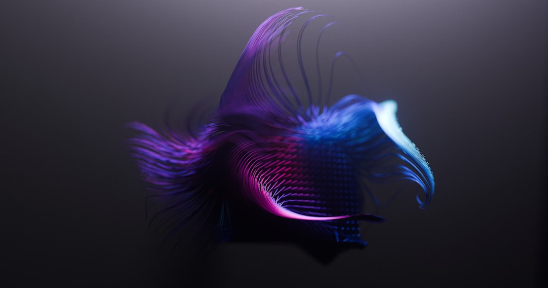 Abstract swirling light streaks in purple and blue